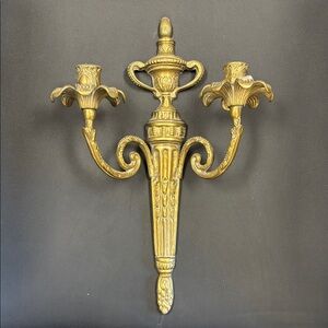 Vintage Gold Brass Wall Sconce Candle Holder